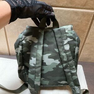 Victoria Secret PINK Camouflage Mini Backpack Camo Green drawstring Shoulder bag